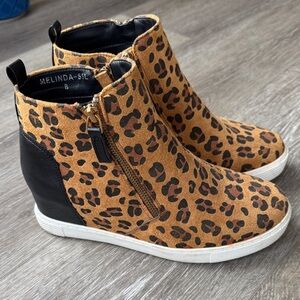 Leopard Print Wedge Boots
